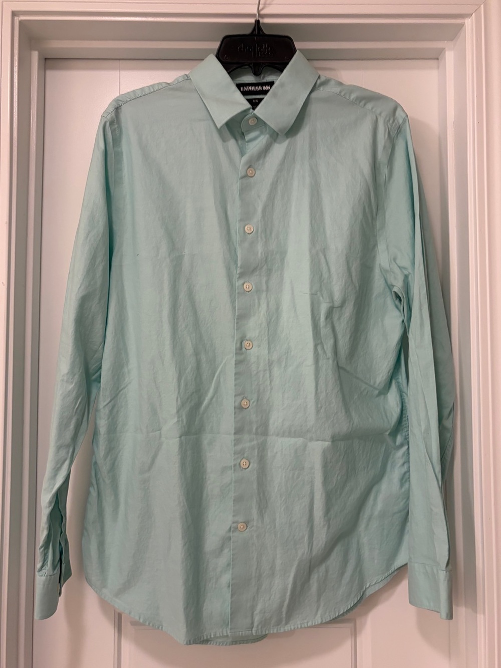 Express Men’s Mint Green Long-Sleeve Button-Up Dress Shirt